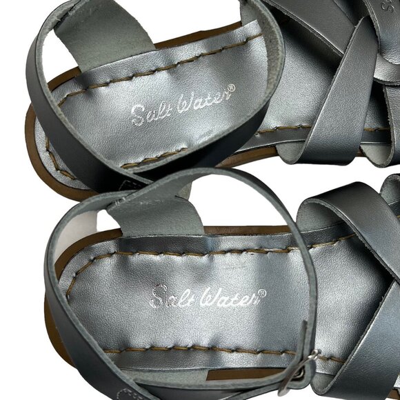 NWOT Salt Water Original Pewter Sandals - Picture 5 of 9